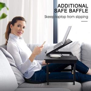 Bàn làm việc bằng tre đen Bàn gấp giường Khay đựng đồ ăn sáng Bàn làm việc trên sàn Bàn làm việc trên sàn Giá đỡ máy tính bảng có ngăn kéo quạt làm mát - Product Image 2