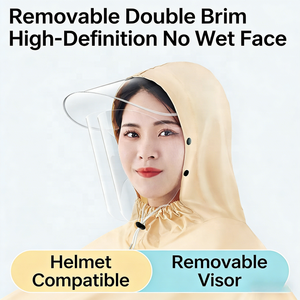 Impermeable y Cortavientos, <span class=keywords><strong>Chubasquero</strong></span> de Viaje para Adultos, Oxford Grueso, Doble Visera Extraíble, Poncho de Lluvia para Ciclismo, Bicicleta Eléctrica - Product Image 2