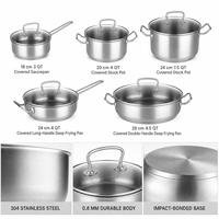 ANMEI Ensemble de 10 ustensiles de cuisine en acier inoxydable, casseroles et poêles avec couvercles en verre, faitout, poêle à frire, ustensiles de cuisine à induction