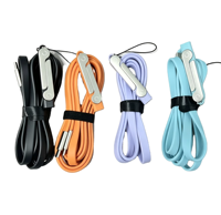 Pengisi Daya Cepat 240w Hitam/Oranye 2 in 1 USB c ke c Kabel Data Silikon 1.5m Pipih untuk Ponsel Original