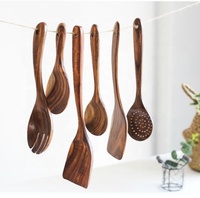 Ensemble d'ustensiles de cuisine en bois de teck écologiques, outils de cuisson antiadhésifs pour la maison, la cuisine et les restaurants