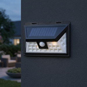 Lampada da parete solare a LED nera con sensore crepuscolare e di movimento 5W 300Lm IP54 Batteria da 1200mAh (Electro DH 81.775) - Product Image 3