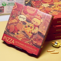 Boîte à pizza carrée personnalisée imprimée 8x8x3 pouces, boîte d'emballage alimentaire en carton ondulé, boîte de livraison de nourriture à emporter