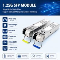 Transceptor SFP de Fibra Monomodo de 1.25Gbps, Doble LC, DDM, DOM, Anti-interferencia, Larga Distancia de 3km a 120km, Módulo de Fibra Óptica