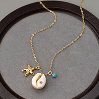 Nuevo Collar Clásico de Moda con Colgante de Concha y Estrella de Mar, Chapado en Oro, Serie Océano, para Mujer, Ideal para Fiestas
