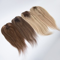 Topper capillaire pour femme 100% Cheveux Remy Européens Ombré Brun avec mèches, Base Mono Transparente