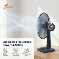 Ventilateur de bureau moderne de 16 pouces, 3 vitesses, haut débit d'air, ventilateurs de table avec grille de sécurité en métal renforcé pour salon, chambre à coucher