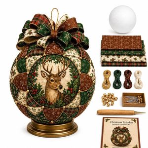 Kit Ornamen Bola Kain Patchwork Santa Claus, Kit Kerajinan Jahit Bola Busa Natal DIY, Dekorasi Rumah Gantungan Pohon Natal Buatan Tangan - Product Image 4