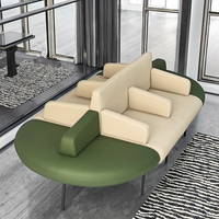 Canapé d'angle haut de gamme deux places, nouveau design italien minimaliste, en similicuir capitonné, inclinable, écologique, octogonal, pour salon