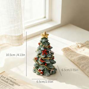 Adornos Navideños BINGCHI BC-366 2025, Resina Verde, Forma Irregular, 10.5x6.5cm, Mini Árbol de Navidad Cubierto de Nieve, Decoración Festiva - Product Image 5