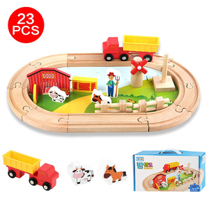 Jeux à jouer <span class=keywords><strong>Train</strong></span> <span class=keywords><strong>en</strong></span> <span class=keywords><strong>bois</strong></span> Farm Track Toys Educational DIY Toy Set For Kids 22pcs Railway Set - Product Image 1