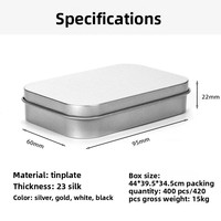 Boîte rectangulaire en fer blanc givré, format 9*6, logo personnalisé, emballage général pour clé USB, cigarette, badge