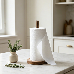 Porte-rouleau de papier de cuisine vertical autoportant en bois d'acacia Natural House - Product Image 5