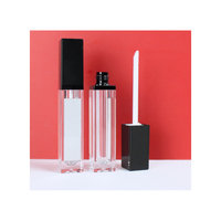 7ml वर्ग ट्यूब होंठ के लिए ऊपर प्रकाश का नेतृत्व किया काले साफ तरल खाली लिप ग्लोस ट्यूब निजी लेबल