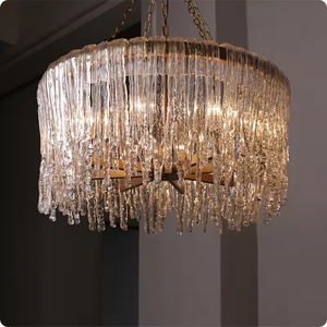 OEM Salle de séjour Hôtel Villa Plafond Cascades de glace Pendentif rond Lumières lustres en cristal plafond de luxe - Product Image 4