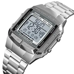 SKMEI 1381 Men Digital Stainless Steel Watch Week Date Alarm Luminous Countdown