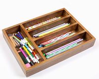 Bandeja de madera para cubiertos de 5 compartimentos, caja de almacenamiento de cubiertos, cajón de cocina, bandeja de madera de nogal para organizar cubiertos, almacenamiento de jarabe
