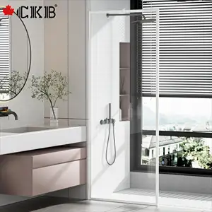 CKB 도매 가격 브러시 니켈 맞춤형 두께 투명 강화 유리 워크 샤워 화면