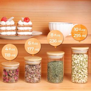 Ensemble de 12 bocaux à épices en verre avec couvercle en bambou écologique pour un usage domestique, avec couvercle hermétique - Product Image 4