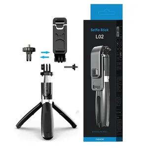 En çok satan L02 taşınabilir 3 1 kablosuz cep telefonu Monopod özçekim sopa Tripod uzaktan kumanda ile