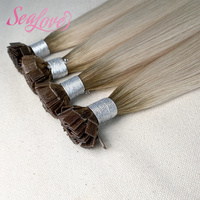 Extensions de cheveux à pointe en kératine européenne doublement étirées, 100 % cheveux humains bruts Remy, cuticules intactes, pointe plate