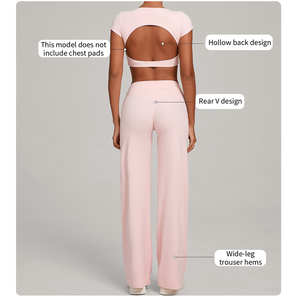 Custom Tight Open Back Spandex Yoga Top Straight Leg Pants Butt Lift Pants Breathable <strong>Leggings</strong> Quick Dry Yoga Sets for Women - Product Image 3