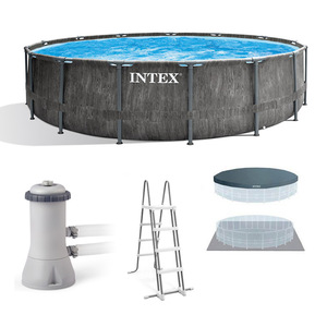 NUEVO <span class=keywords><strong>Intex</strong></span> 26742 15ft X 48in Greywood Marco de acero al aire libre sobre el suelo Juego de piscina con cubierta Bomba de escalera - Product Image 1