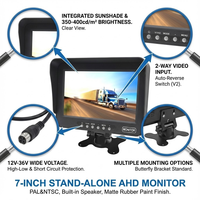Moniteur de recul AHD 7 pouces IPS 400 nits haute luminosité | Pare-soleil non amovible en caoutchouc 1080P pour camion, bus, fourgonnette, caravane