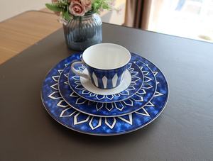 Juego de Vajilla de Porcelana de Lujo Estilo Occidental, 4 Piezas, Color Azul, Platos de Cerámica para Decoración del Hogar - Product Image 2