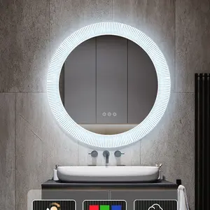 Led espelho atacado rgb cor iluminação banheiro levou parede redonda espelho com luz led