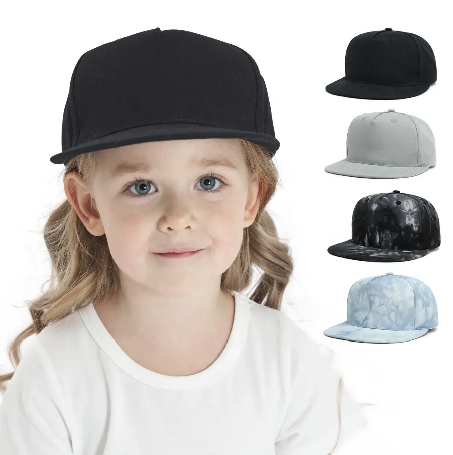 고품질 레인보우 다채로운 타이 다이 스포츠 모자 여자 5 패널 플랫 챙 스냅 백 모자 어린이 야구 모자