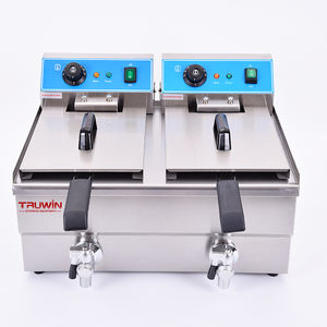TRUWIN 최고 판매 상업용 주방 19 + 19L 더블 탱크 전기 도넛 깊은 프라이어 기계 오일 배수 밸브 1 년 보증 쉬운 - Product Image 1