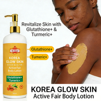 Ensemble hydratant 5D Gluta Korea GLOW pour le soin de la peau : Crème visage éclatante, Lotion illuminatrice, Huile corporelle active au curcuma éclaircissante