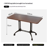 Ensemble table et chaises de style café américain rétro avec cadres en métal, meubles de restaurant en bois massif pour usage commercial