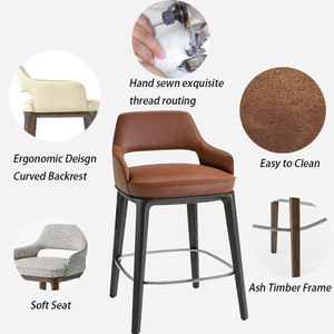 Tabouret de <span class=keywords><strong>Bar</strong></span> Haut de Luxe en Bois Massif pour Comptoir de Cuisine, Boîte de Nuit Hawaïenne, Pub, Café, Salle à Manger - Product Image 2