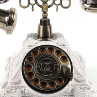 Téléphone vintage blanc chromé bronze doré, remplace le livre d'or de mariage, téléphone livre d'or à cadran rotatif avec enregistrement audio