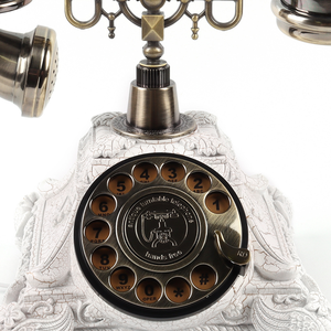 Téléphone <span class=keywords><strong>vintage</strong></span> blanc chromé bronze doré, remplace le livre d'or de mariage, téléphone livre d'or à cadran rotatif avec enregistrement audio - Product Image 5