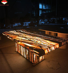 مخصص حديث مصقول حجر اليشم أونيكس أعلى الرخام الفاخر طبيعي أثاث غرفة الطعام المعاصرة شقة - Product Image 2