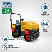 Compacteur vibrant à double tambour de 2 tonnes haute performance, mini-rouleau compresseur hydraulique pour travaux municipaux