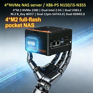 Mini PC Pare-feu <span class=keywords><strong>Quad</strong></span> Core Twin Lake N150, <span class=keywords><strong>le</strong></span> <span class=keywords><strong>plus</strong></span> <span class=keywords><strong>petit</strong></span> NAS au <span class=keywords><strong>monde</strong></span>, avec 4xM.2 NVMe, 2xSATA3.0, DDR5, 2x2.5G LAN, 2xUSB3.2, 2xHD2.0 - Product Image 6