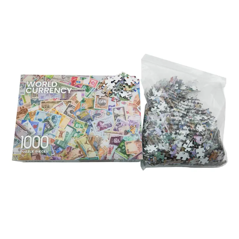 カスタム印刷ジグソーパズル防水バッグ大人1000個世界通貨おもちゃパズル紙キッズゲームユニセックス提供