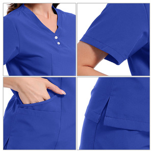 Women Scrub Set V-Neck Short Sleeve With Pockets Moisture Wicking Hospital Uniforms For Nurse Medical Staff Split Set - Product Image 3