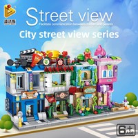 657004-657047 Modelo de Escena Urbana de Plástico, Bloques de Construcción de Piezas Pequeñas, Juguete DIY para Niños y Niñas, Mini Castillo de Juguete, 100-400 Piezas