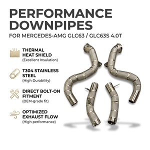 Tuyaux avant en acier inoxydable Vortex avec bouclier thermique pour Mercedes-AMG GLC63 GLC63S 4.0T avec systèmes de conduites de liaison à armure thermique - Product Image 1