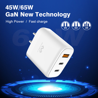 Chargeur Gan Pd Usb c Chargement rapide US EU UK AU Custom Usb Type c Gan Pd Charger Usb c 45w 65w Gan Wall Charger