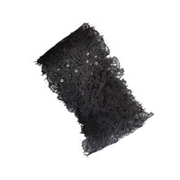 Jupe de robe de mariée noire et blanche brodée en dentelle ajourée, ourlet long en filet avec perles et broderie hydrosoluble DIY JS