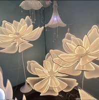 Vente flash : Lumière LED en forme de fleur pour les mariages, décorations de plafond ouvertes et fermées, roses brillantes, fleurs en dentelle, accessoires de mariage