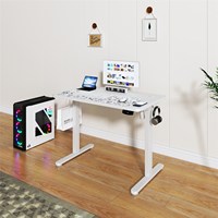 Bureau électrique assis-debout à cadre noir et finition bois, plateau deux pièces, hauteur réglable, moteur simple, 2 niveaux, pour bureau