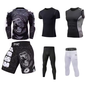 OEM Manufacturer Long Sleeve Leggings Pants Rashguard Set <strong>Compression</strong> Shirts Jiujitsu Rash Guard For Men - Product Image 1