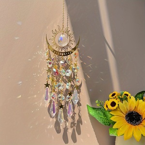 Soleil et Lune Suncatcher Cristal Carillons Éoliens pour Extérieur Vitrail Prismes Suspendus Décor De Jardin Cadeau De Pendaison De Crémaillère - Product Image 5